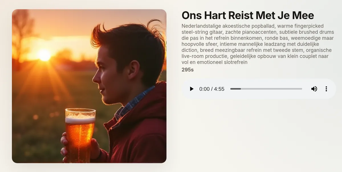 Het resultaat in Mijn muziek: Ons Hart Reist Met Je Mee, met hoes en speler